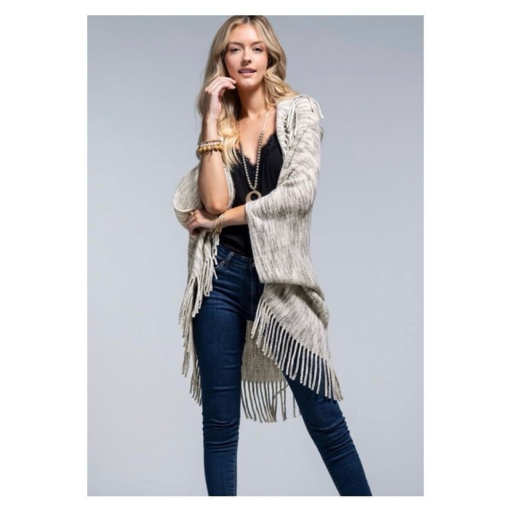 Ruggine  cocoon cardigan with fringe